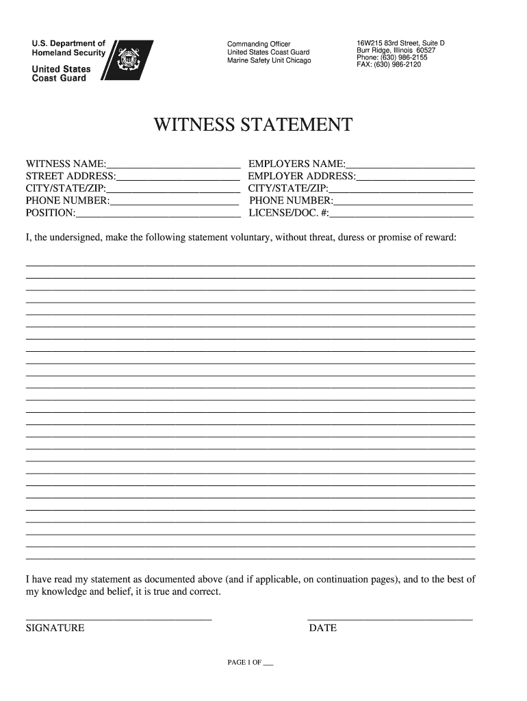 Police Statement Template  Form