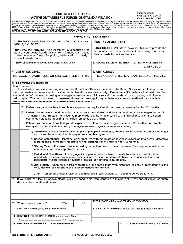 Dd Form 2813