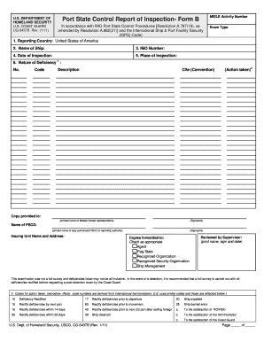 Uscg Port State Control  Form