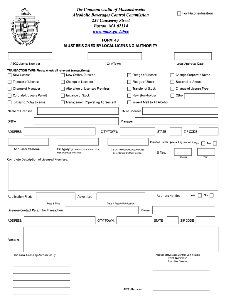 Abcc Massachusetts  Form