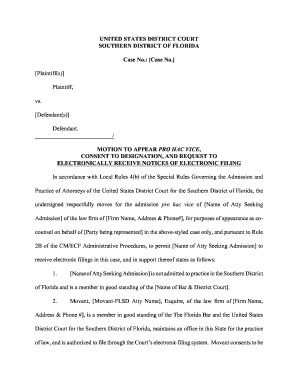 Pro Hac Vice Motion Sample  Form