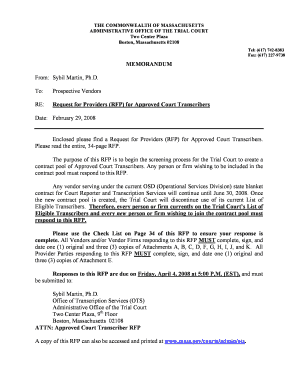 Rfp for Court Transcribers Form