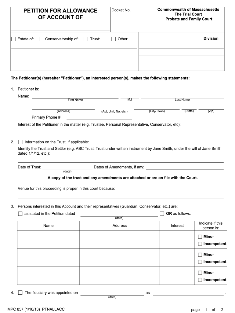  Massachusetts Mpc857  Form 2013