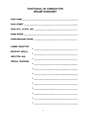 Blank Resume Worksheet Fill Out And Sign Printable Pdf Template Signnow