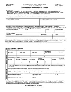 Verification of Deposit Form