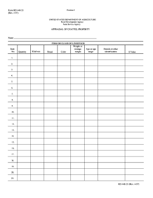 Form RD 440 21 Rev 4 97 APPRAISAL of CHATTEL Forms Forms Sc Egov Usda