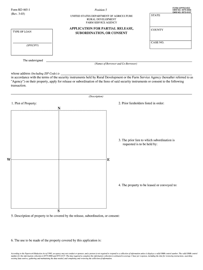 Application for Partial Release Subordination or Consent Form