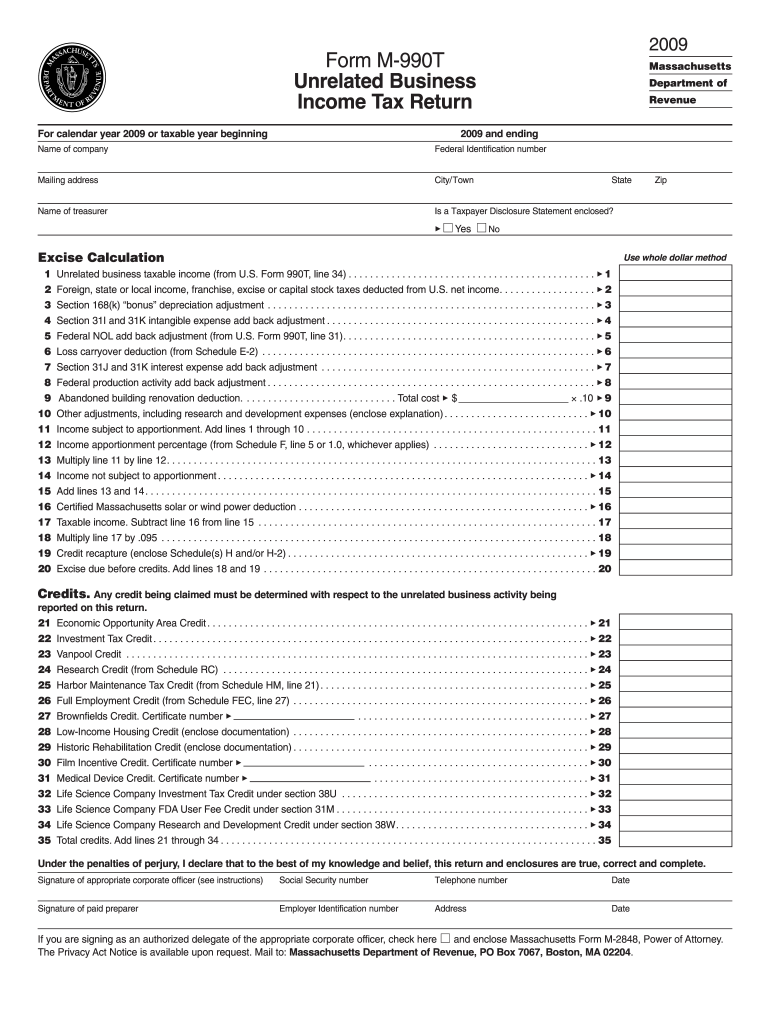  M 990T Instructions  Mass Gov 2009