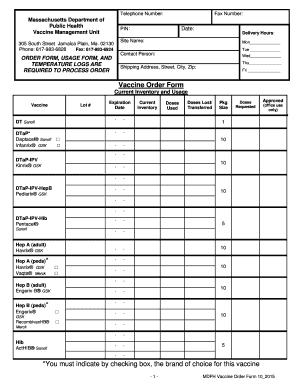 Vaccine Order Form