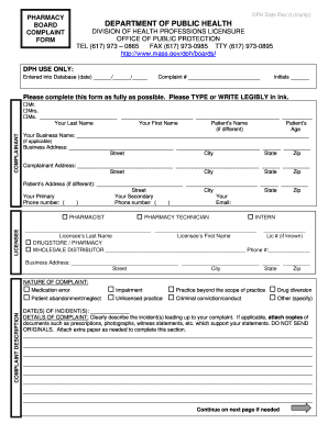 Massachusetts Board of Pharmacy  Form