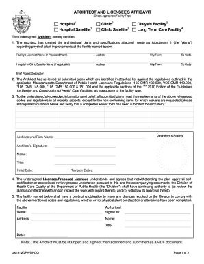 Architect and Licensees Affidavit Massachusetts Form