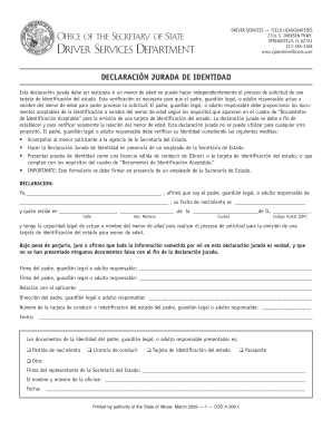 DECLARACI N JURADA DE IDENTIDAD CyberDrive Illinois  Form