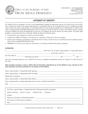 Illinois Affidavit Identity  Form