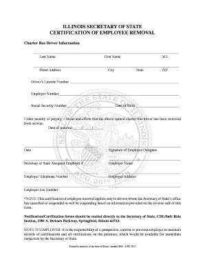 Illinois Certification Employee  Form