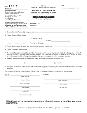 Illinois Affidavit Compliance State  Form