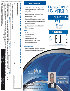 Vanity & Personalized Eastern Illinois University CyberDrive Illinois  Form