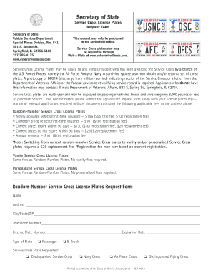 Service Cross License Plates Request Form