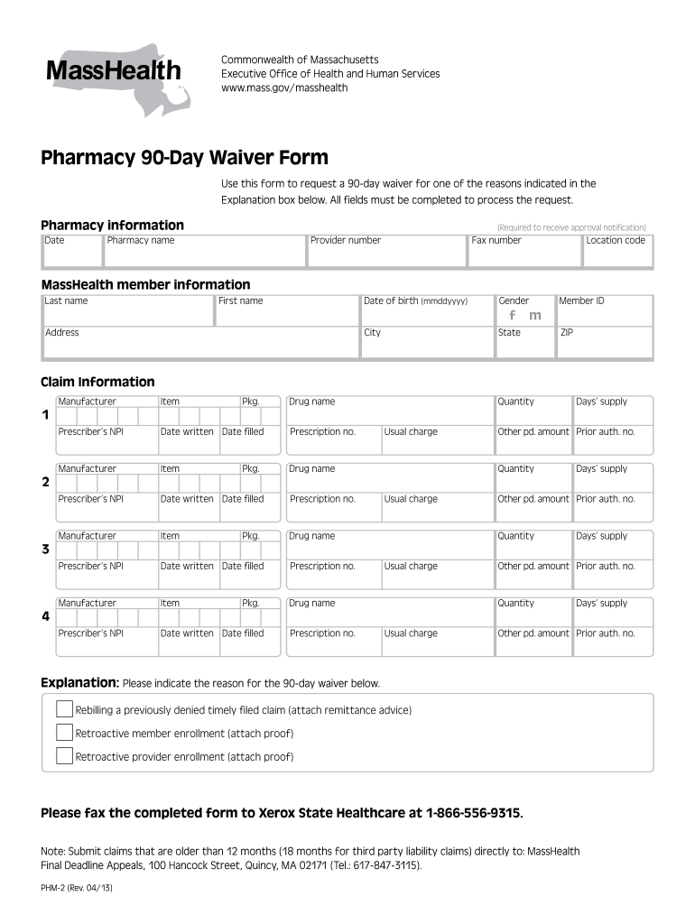 Get and Sign Masshealth Waive Copay 2013-2022 Form