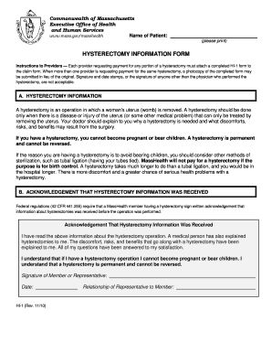 Mass Health Hysterectomy Form Guidelines