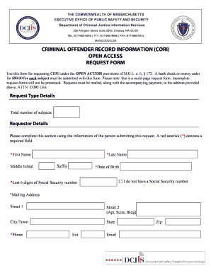 Massachusetts Cori Request Form