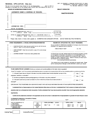 Beauty Operator License Hawaii  Form