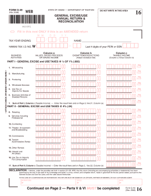 Hawaii Tax Form G 49 Fillable