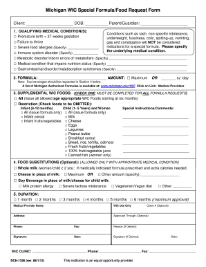 Wic Formula Request Form