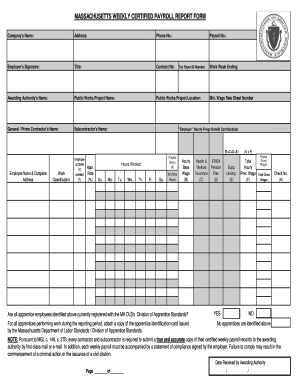 Massachusetts Certified Payroll Form