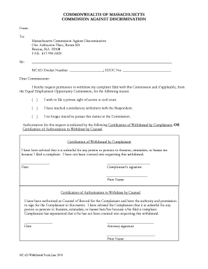 Mcad Withdrawal Form