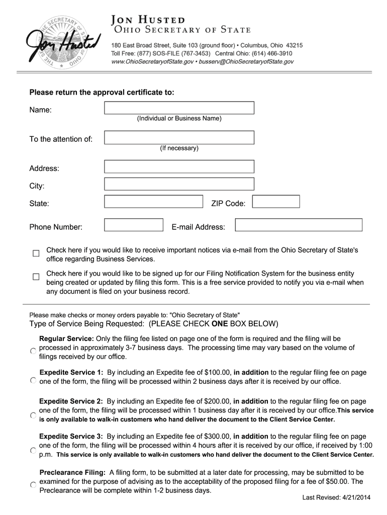  Trade Name or Fictitious Name Registration Update  Sos State Oh 2013