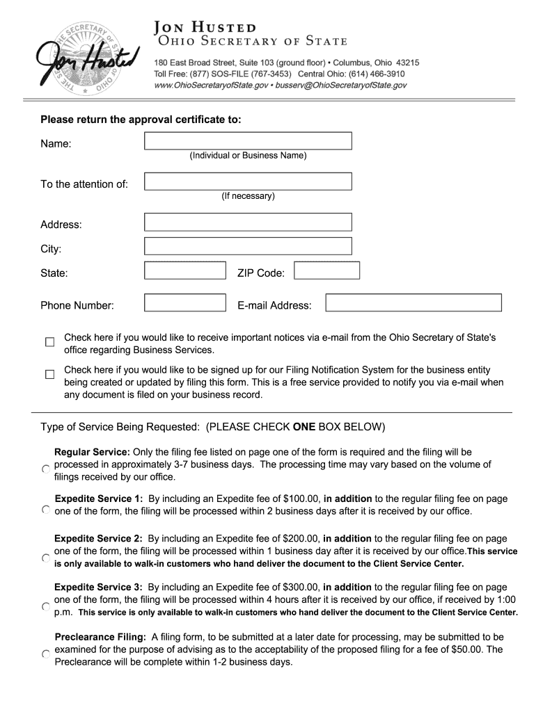 Articles of Incorporation Ohio Template  Form