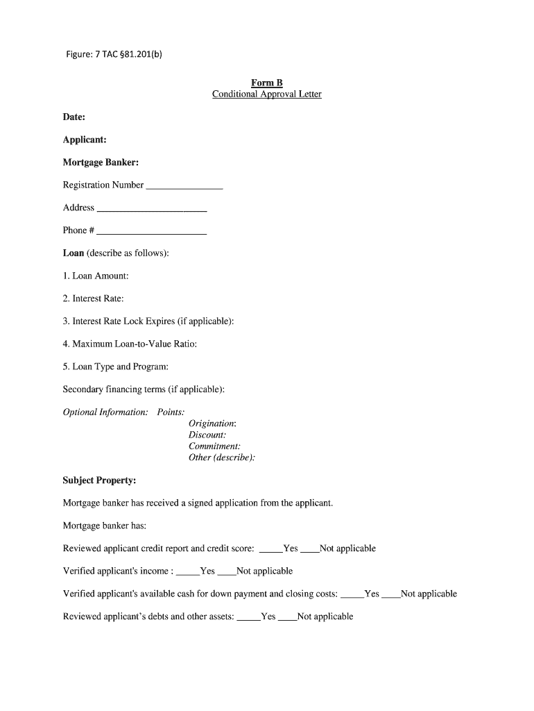 Conditional Loan Approval Letter Sample  Form