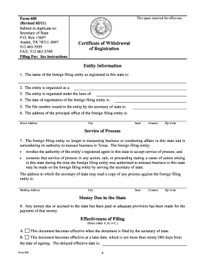 Texas Sos Form 608