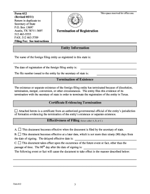 Texas Form 612