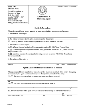 Secretary of State Texas Form 706