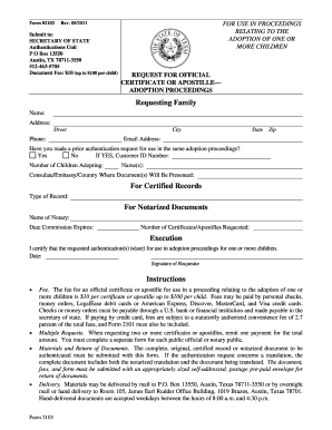 Texas Apostille PDF Form