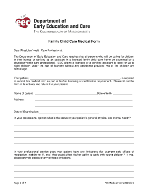 Eec Medical Form