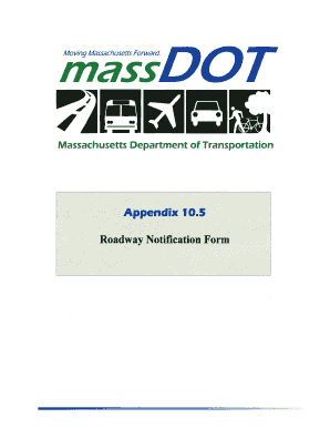 Massdot Roadway Work Notification Form