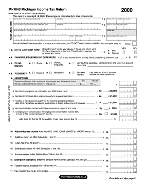 MI 1040, Michigan Income Tax Return Form MI 1040, Michigan Income Tax Return Michigan