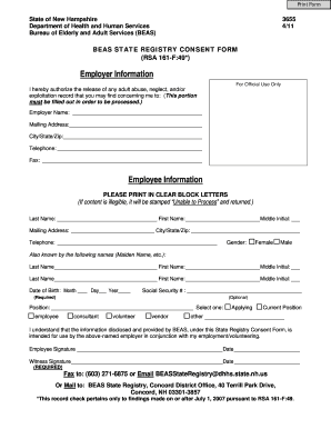 Beas State Registry Consent Form