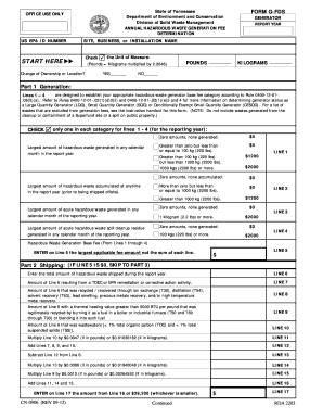  Annual Hazardous Waste Generation Fee Determination Form G Fds 2012