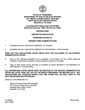 Nursing Home Tennessee Benha Form 2006