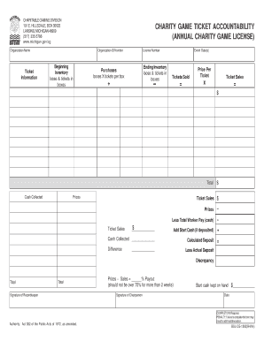 Raffle Ticket Accountability Form