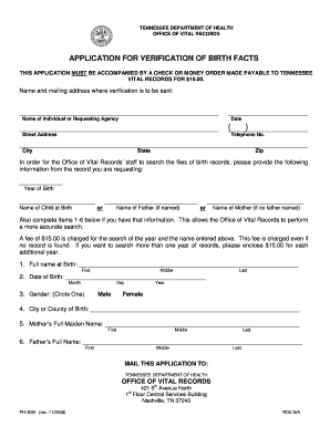  Verification of Birth Facts Form 2008