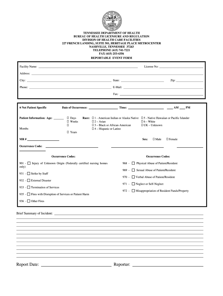 Reportable Disease Form Tn