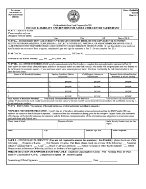 CHILD and ADULT CARE FOOD PROGRAM State Tn  Form