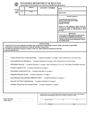 Tennessee Franchise and Excise Tax Exemption  Form