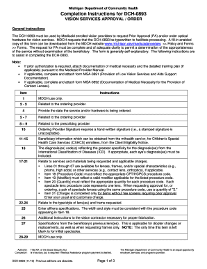 Michigan Form Dch 0893