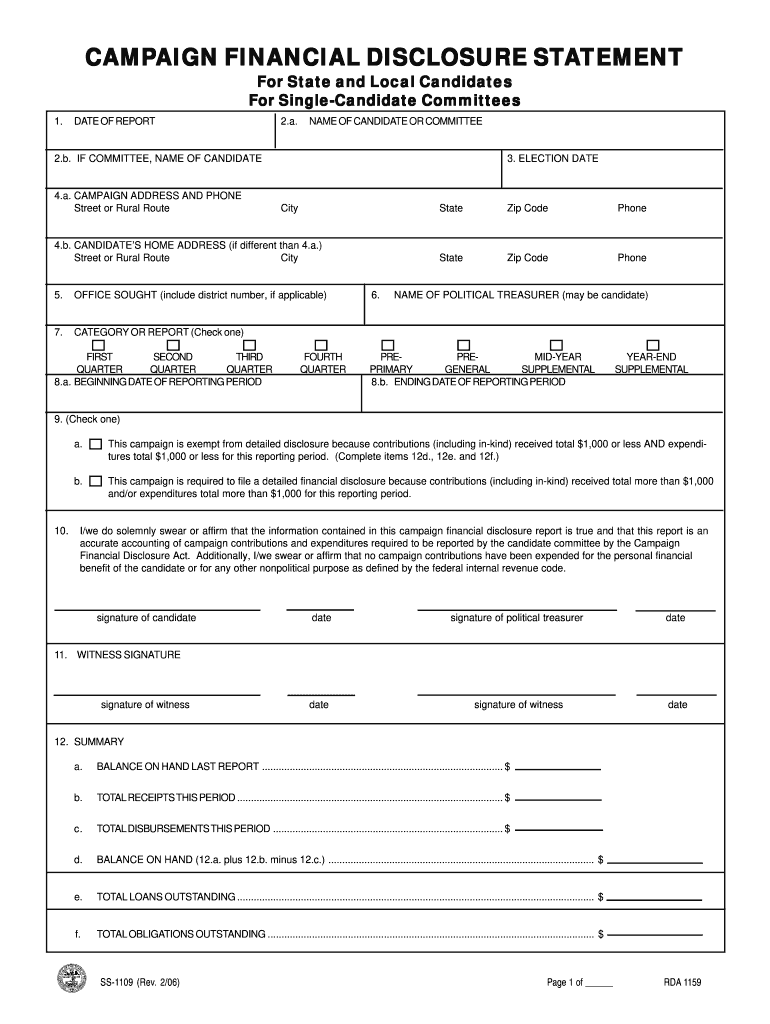Get and Sign Ss1109 Fillable  Form