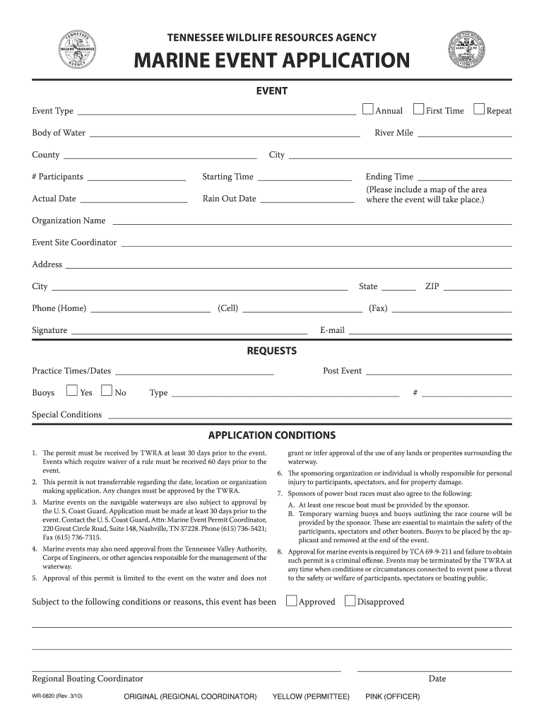 Twra Marine Event Application Form 2010-2024